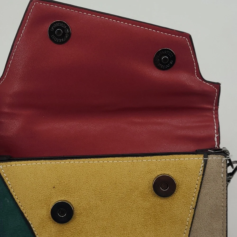 Retro Faux Suede Color Block Handbag‎